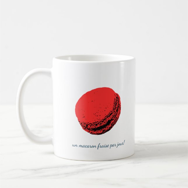 Caneca De Café un macaron fraise par jour! (Esquerda)