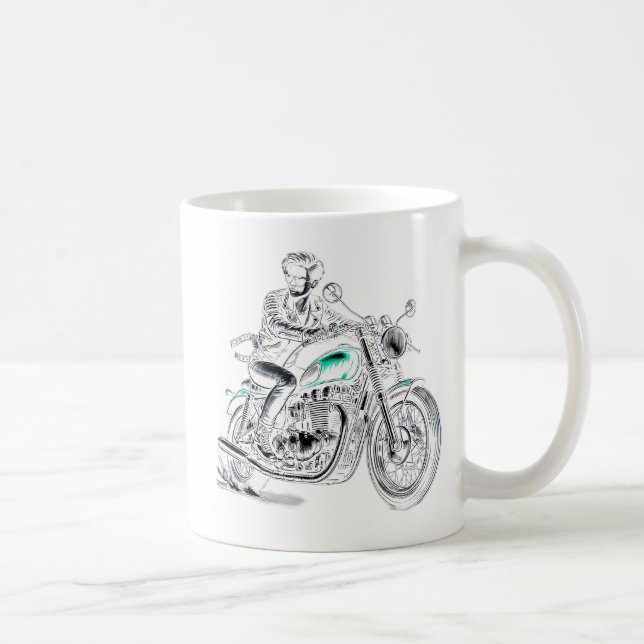 Caneca De Café Un motard stylé au look rétro. (Direita)