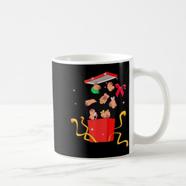 Caneca De Café Unboxing Blind Box Capybara Pyjama Ugly Christmas  (Direita)