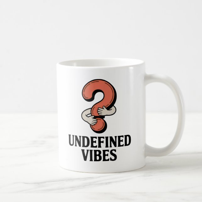 Caneca De Café Undefined Vibes | Funny Hugging Question Mark  (Direita)