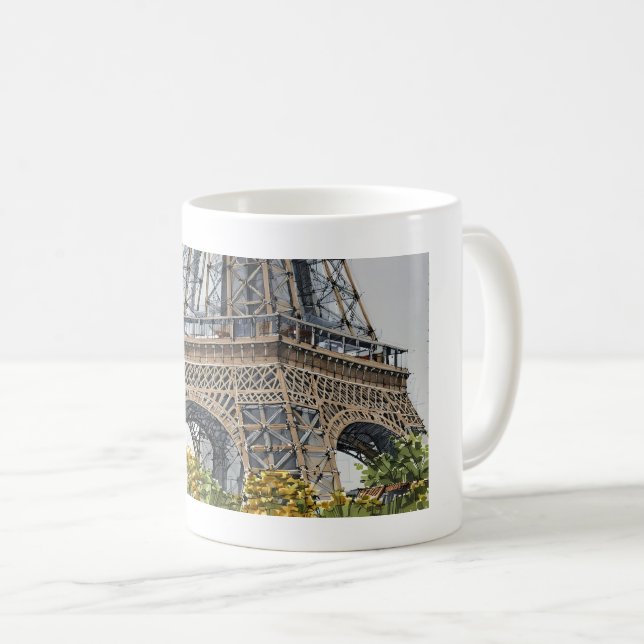 Caneca De Café Under the Eiffel Tower – Hand-Drawn Sketch Art (Frente Esquerda)