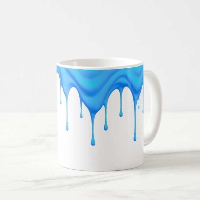 Caneca De Café Une crème bleue coule le long d'un mug. (Frente Esquerda)