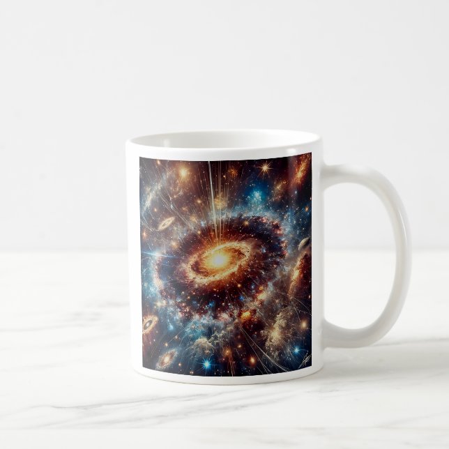 Caneca De Café Une galaxie lumineuse tourbillonne.  (Direita)