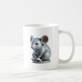 Caneca De Café Une petite souris grise à l'aspect 3D.
