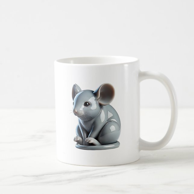 Caneca De Café Une petite souris grise à l'aspect 3D. (Direita)