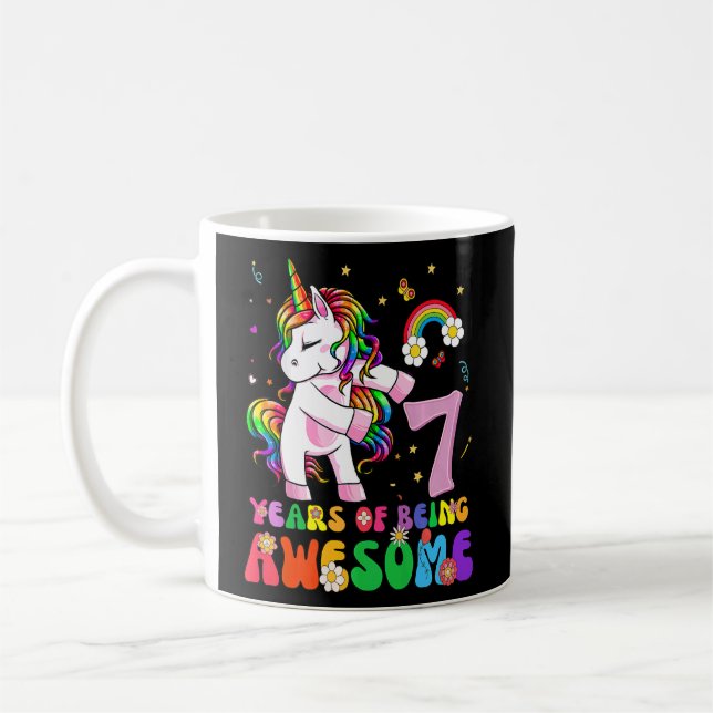 Caneca De Café Unicorn 7 Birthday 7 Anos Meninas Princesa P (Esquerda)
