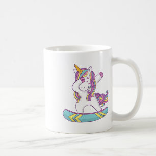 Caneca De Café Unicorn Dabbing Snowboarder - Snowboard Snowboardi