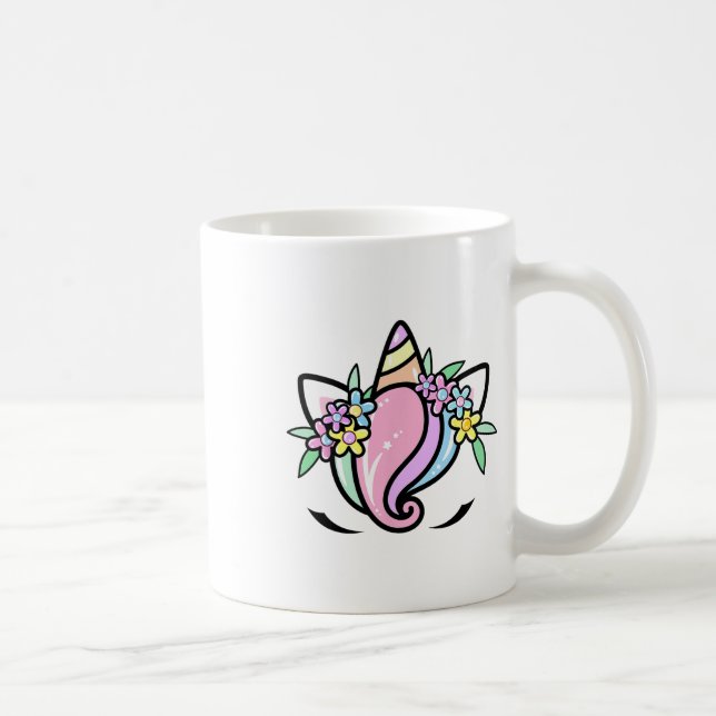 Caneca De Café Unicorn Face Cute Eyelashes Na Páscoa De Domingo (Direita)