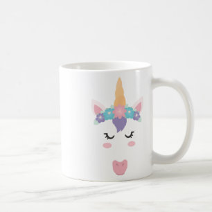 Caneca De Café Unicorn Face Eyelashes Flores Bonitas Ficavam Engr