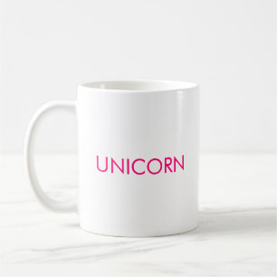 Caneca De Café "Unicorn" minimalista rosa quente fúcsia branco