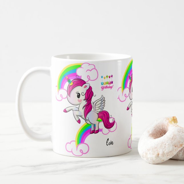 Caneca De Café Unicorn Mug Happy Birthday Mug (Com Donut)