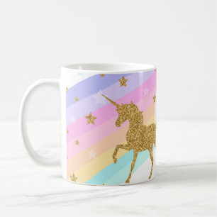 Caneca De Café Unicorn Mug, Rosa e Dourado 11oz Classic Mug