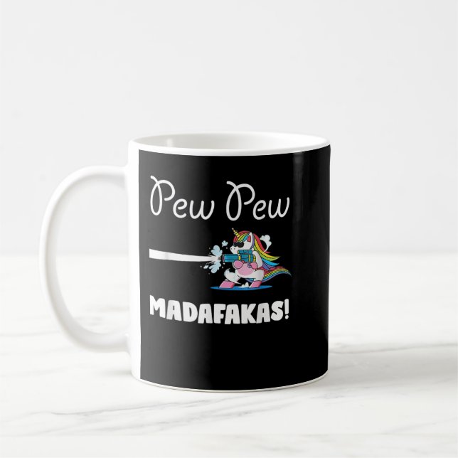Caneca De Café Unicorn PewPewPew Madafakas Unicorn Crazy Pew Funn (Esquerda)