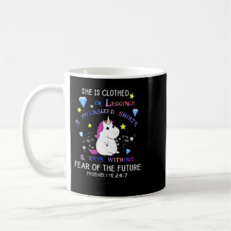 Caneca De Café Unicorn Pony Está Vestida Em Leggings Superdimensi