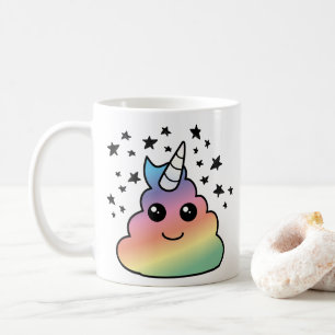 Caneca De Café Unicorn Rainbow Poop Emoji Kawaii