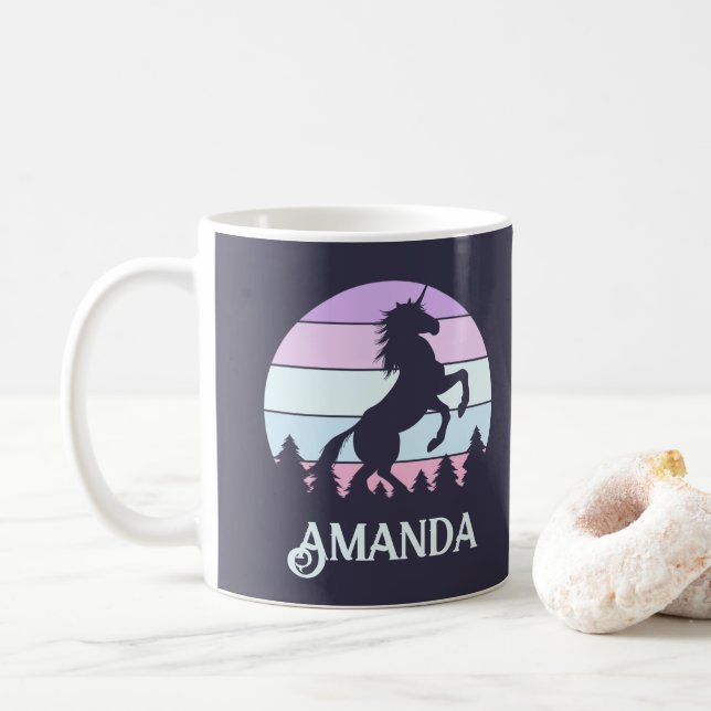 Caneca De Café Unicorn Sunset Personalizado Mug (Com Donut)