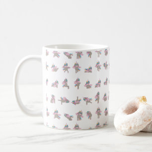 Caneca De Café Unicorn Yoga Poses Pattern Design