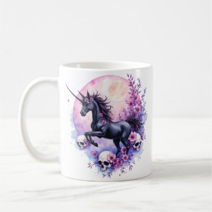 Caneca De Café Unicórnio ao Luar Entre Rosas Esquecidas,