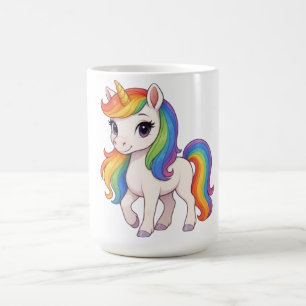Caneca De Café Unicórnio arco-íris fofo e colorido