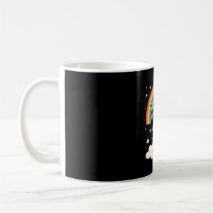 Caneca De Café Unicórnio Arco-Íris Montando T rex - Dinossauro Me