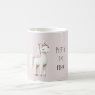 Caneca De Café Unicórnio Bonito em Rosa