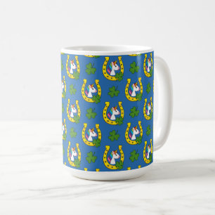 Caneca De Café Unicórnio Bonito no Padrão de Dia de São Patrício