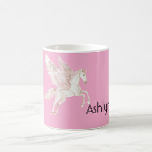 Caneca De Café unicórnio branco rosa