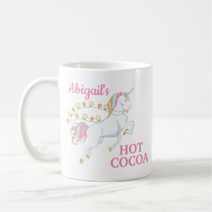 Caneca De Café Unicórnio Branco Rosa, Cacau quente