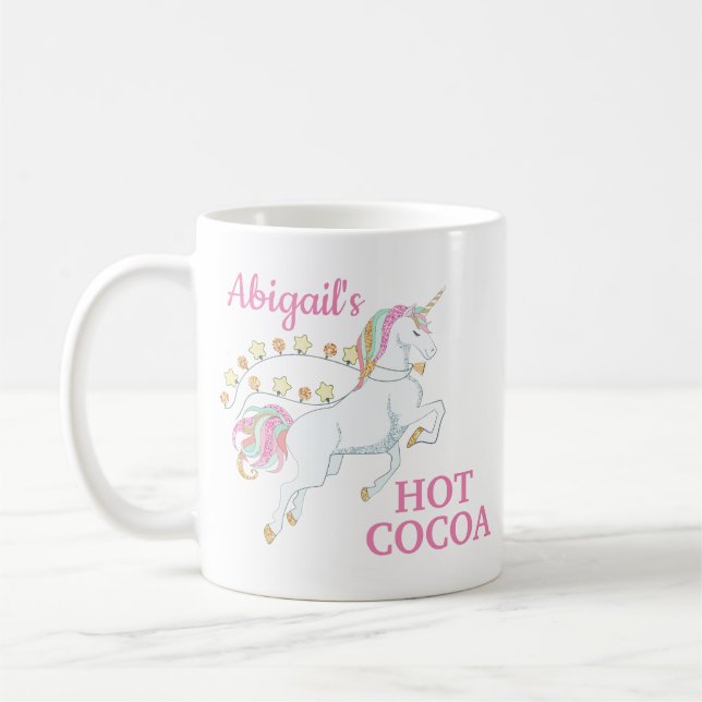 Caneca De Café Unicórnio Branco Rosa, Cacau quente (Esquerda)
