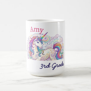 Caneca De Café unicórnio colorido terceiro ano volta às aulas nom