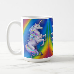 Caneca De Café Unicórnio com Arco-íris