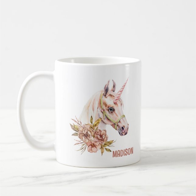 Caneca De Café Unicórnio com Rosas (Esquerda)