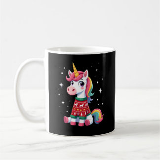 Caneca De Café Unicórnio com Suéter de Natal Unicórnio Garotas Ch
