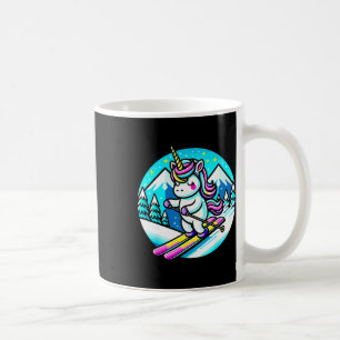 Caneca De Café Unicórnio de Esqui Arco-íris Kawaii Esqui Fofo Pas