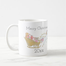 Caneca De Café Unicórnio de Natal Pastel Trenó do Papai Noel