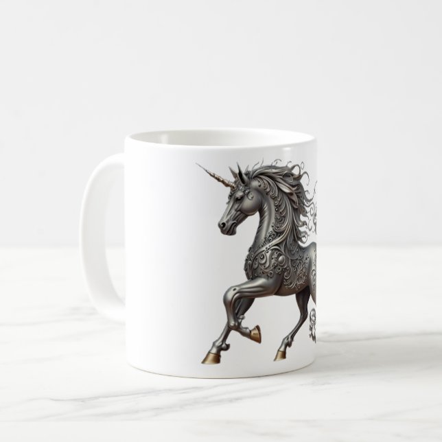 CANECA DE CAFÉ UNICÓRNIO DE PRATA (Frente Esquerda)