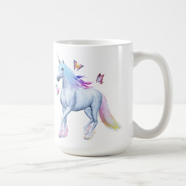 Caneca De Café Unicórnio do arco-íris (Direita)