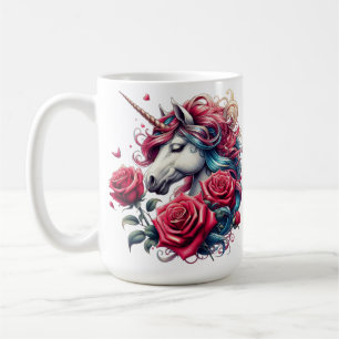 Caneca De Café Unicórnio encantado com Rosas: Uma Sinfonia de Ele
