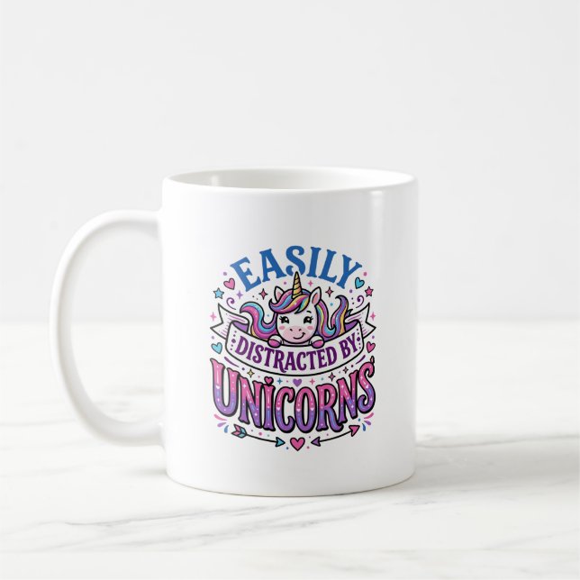 Caneca De Café Unicórnio Fácilmente Distraído pelo Comercial de U (Esquerda)