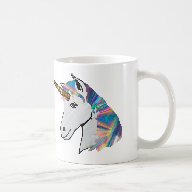 Caneca De Café unicórnio holográfico (Direita)