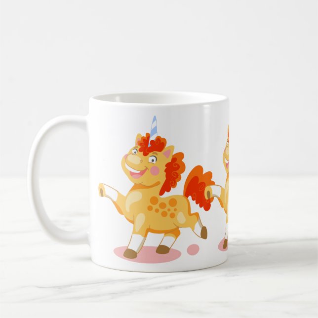 Caneca De Café Unicórnio laranja engraçado (Esquerda)