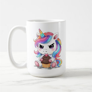 Caneca De Café Unicórnio Mal-Humorado com Cupcake