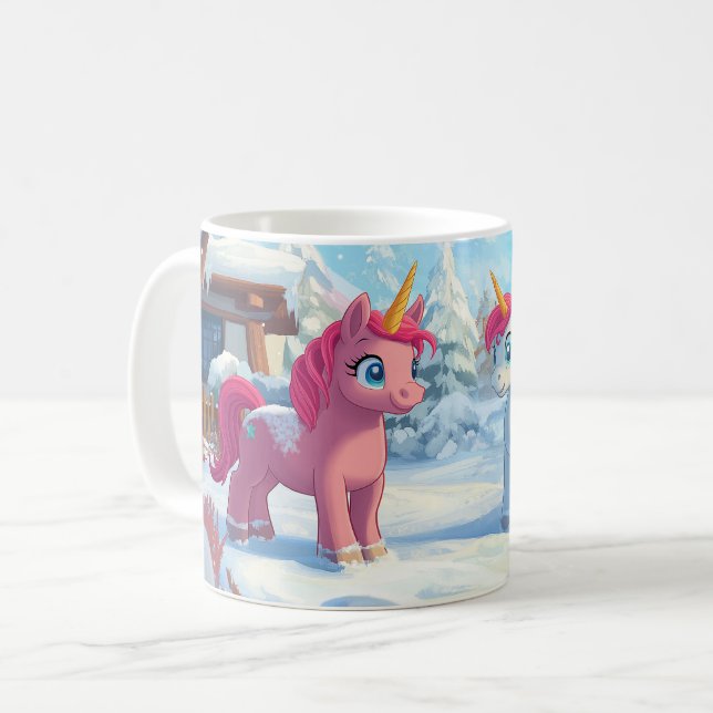 Caneca De Café Unicórnio na neve (Frente Esquerda)
