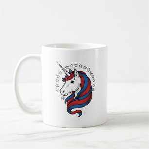 Caneca De Café Unicórnio Patriótico Desenho Vetorial de Gravura V