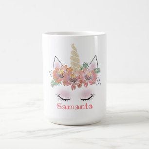 Caneca De Café Unicórnio, rosto unicórnio, personalizado, femin