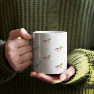 Caneca De Café Unicórnios do arco-íris & teste padrão de estre