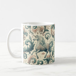 Caneca De Café Unicórnios Místicos Vitorianos: Floral Encantado