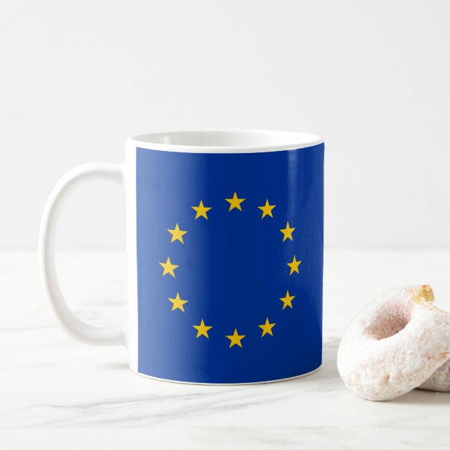 Caneca De Café "Unida na Diversidade", bandeira da União Europeia (Com Donut)