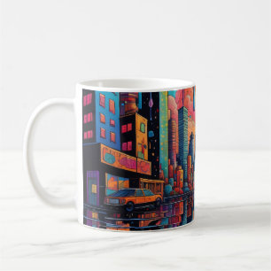Caneca De Café Unidade de Disquete Azul-Laranja Psicodélica