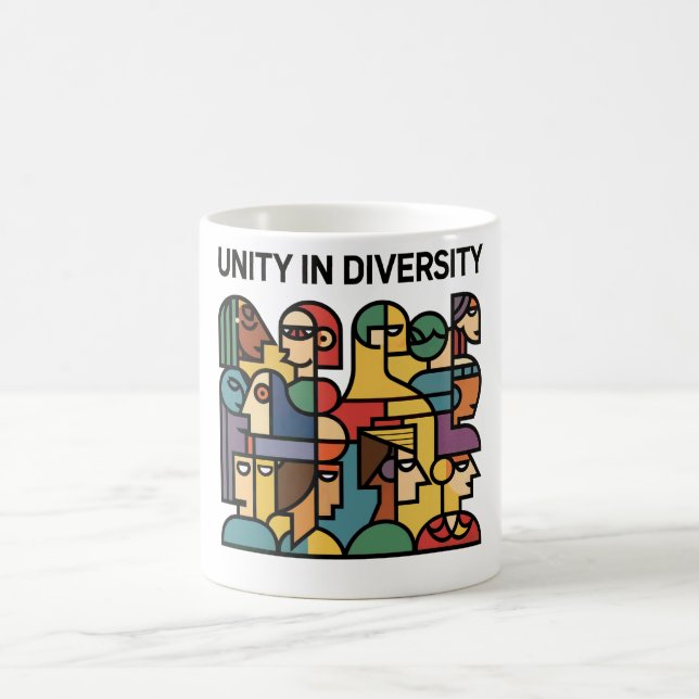 Caneca De Café Unidade na diversidade - Mínimo arco-íris geométri (Centro)